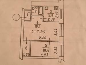 2-к квартира, на длительный срок, 39м2, 2/5 этаж