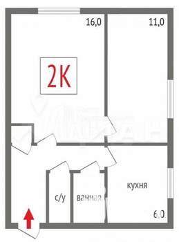 2-к квартира, на длительный срок, 42м2, 3/3 этаж