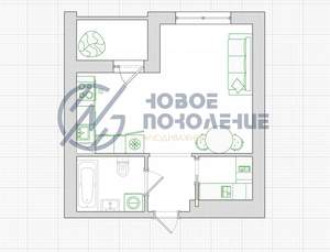 Студия квартира, на длительный срок, 30м2, 2/9 этаж