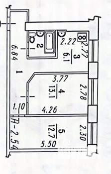 2-к квартира, на длительный срок, 43м2, 1/5 этаж