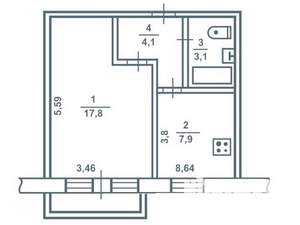 1-к квартира, посуточно, 32м2, 2/5 этаж