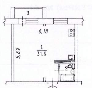 Студия квартира, на длительный срок, 35м2, 4/5 этаж