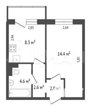 1-к квартира, на длительный срок, 35м2, 5/10 этаж
