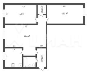 3-к квартира, на длительный срок, 59м2, 4/5 этаж