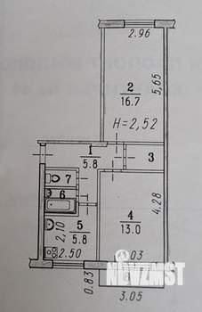 2-к квартира, на длительный срок, 47м2, 2/5 этаж