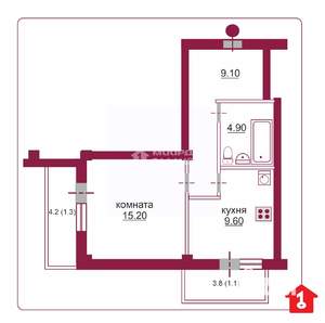 1-к квартира, на длительный срок, 40м2, 10/17 этаж