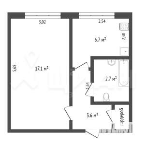 1-к квартира, на длительный срок, 31м2, 8/9 этаж