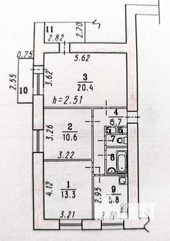 3-к квартира, на длительный срок, 65м2, 4/9 этаж