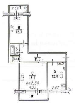 2-к квартира, на длительный срок, 59м2, 5/9 этаж