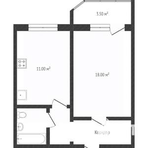 1-к квартира, вторичка, 46м2, 3/9 этаж