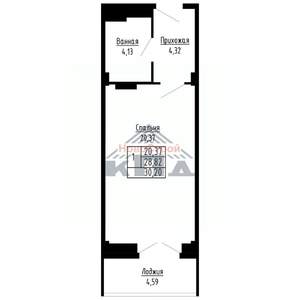 1-к квартира, строящийся дом, 30м2, 4/16 этаж