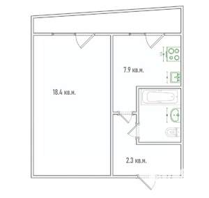 1-к квартира, вторичка, 35м2, 8/9 этаж