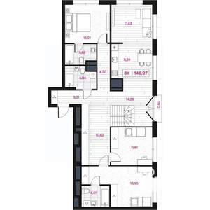 4-к квартира, строящийся дом, 149м2, 15/15 этаж