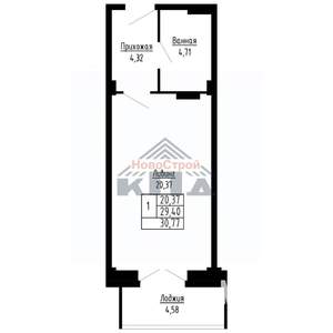 1-к квартира, вторичка, 31м2, 7/16 этаж