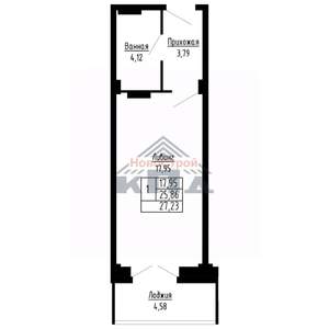 1-к квартира, строящийся дом, 27м2, 2/16 этаж