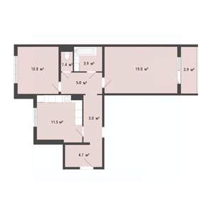 2-к квартира, строящийся дом, 61м2, 4/10 этаж
