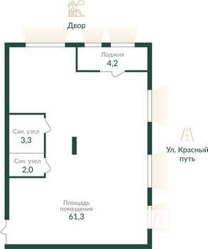 3-к квартира, строящийся дом, 71м2, 15/16 этаж