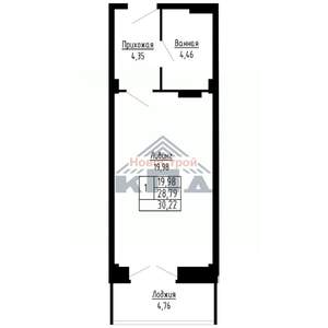 1-к квартира, вторичка, 30м2, 10/16 этаж