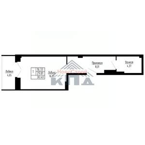 1-к квартира, строящийся дом, 30м2, 2/16 этаж