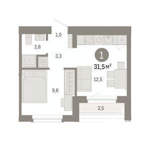 1-к квартира, вторичка, 32м2, 8/16 этаж