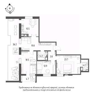 3-к квартира, вторичка, 116м2, 8/9 этаж