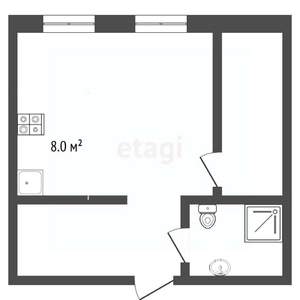 2-к квартира, вторичка, 34м2, 1/12 этаж
