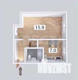 1-к квартира, вторичка, 31м2, 3/5 этаж