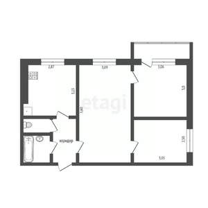 3-к квартира, вторичка, 49м2, 8/9 этаж