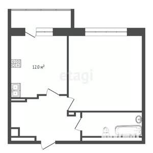 1-к квартира, вторичка, 44м2, 9/9 этаж