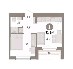 1-к квартира, вторичка, 32м2, 8/8 этаж