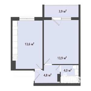 1-к квартира, строящийся дом, 36м2, 8/10 этаж