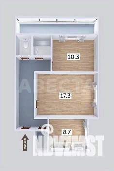 2-к квартира, вторичка, 55м2, 2/9 этаж
