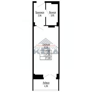 1-к квартира, строящийся дом, 27м2, 15/16 этаж