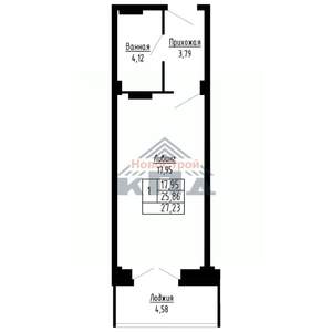 1-к квартира, вторичка, 27м2, 11/16 этаж