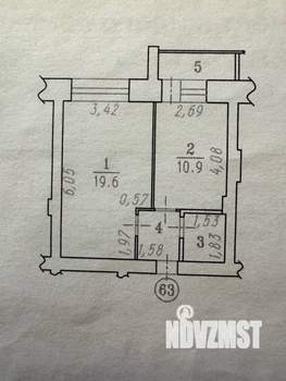 1-к квартира, вторичка, 36м2, 4/9 этаж