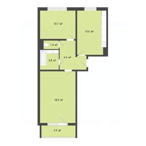 2-к квартира, строящийся дом, 55м2, 2/10 этаж