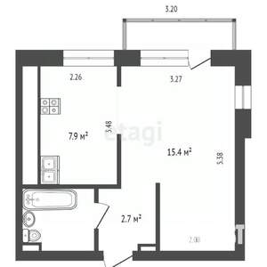 1-к квартира, вторичка, 32м2, 4/9 этаж