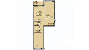 2-к квартира, строящийся дом, 65м2, 4/10 этаж