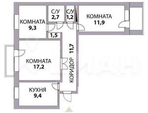 3-к квартира, вторичка, 70м2, 3/5 этаж