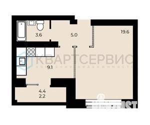 1-к квартира, вторичка, 39м2, 6/15 этаж