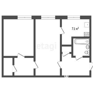 2-к квартира, вторичка, 45м2, 1/5 этаж