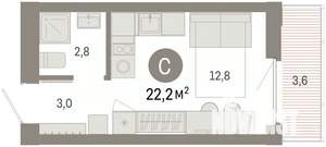 Студия квартира, вторичка, 22м2, 6/16 этаж