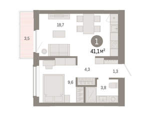 1-к квартира, вторичка, 41м2, 2/16 этаж
