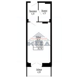 1-к квартира, строящийся дом, 31м2, 7/16 этаж