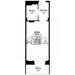 1-к квартира, строящийся дом, 30м2, 8/16 этаж