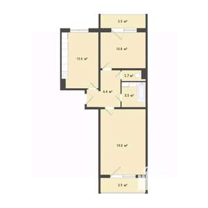 2-к квартира, вторичка, 55м2, 1/10 этаж