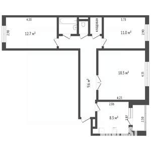 3-к квартира, вторичка, 68м2, 6/12 этаж