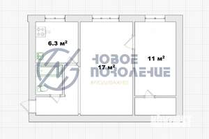 2-к квартира, вторичка, 45м2, 1/5 этаж