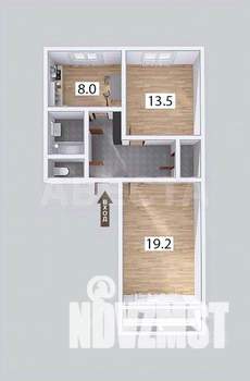 2-к квартира, вторичка, 54м2, 5/5 этаж