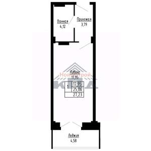 1-к квартира, строящийся дом, 27м2, 6/16 этаж